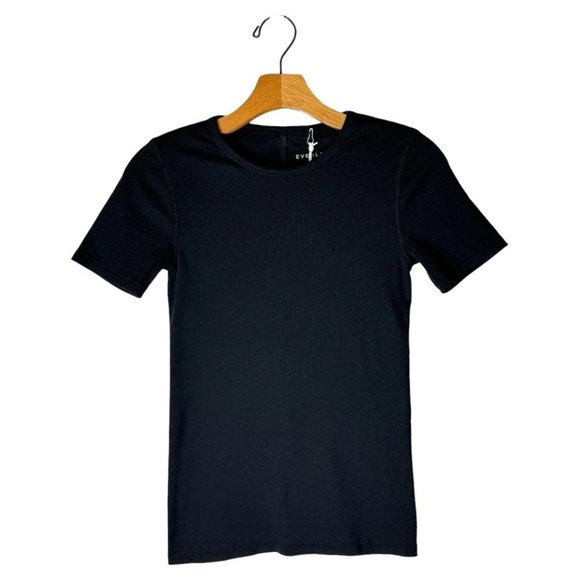 Everlane Black The Supima Micro Rib Crew Neck Short Sleeve Tee Size S NWT - Picture 3 of 9